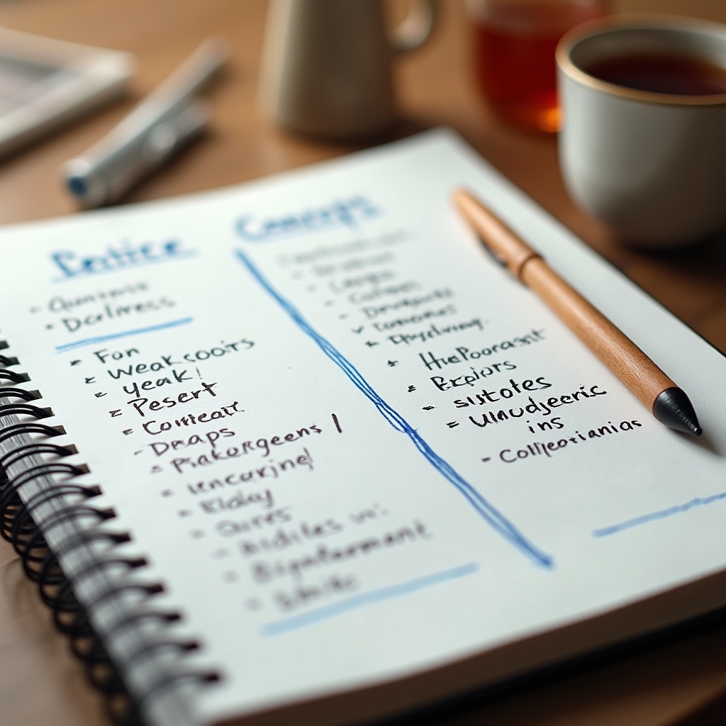 Handwritten notes comparing the concepts of experience and expertise on a desk notebook